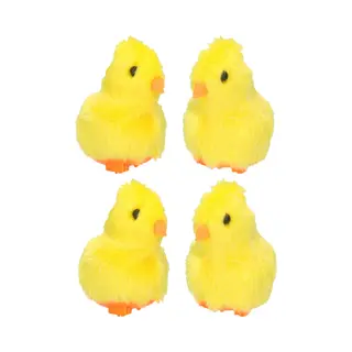Krüger & Gregoriades Paas Kuikentje Piepend - 4x - Geel - Pluche - 7 Cm - Pasen Decoratie/speelgoed