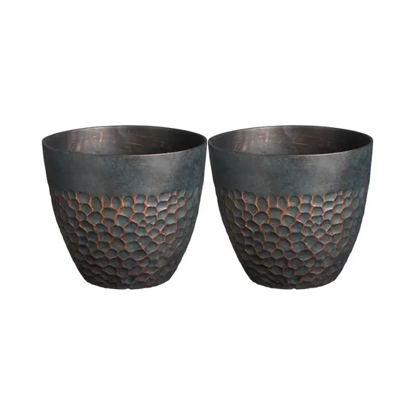 Mica Decorations Plantenpot Bravo - 2x - Kunststof - Buiten/binnen - Diep Groen - D30 X H26 Cm thumbnail