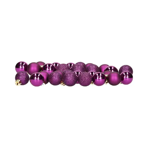 Decoris Kleine Kerstballen - 28x - 3 Cm - Kunststof - Paars thumbnail