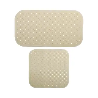Msv Douche/bad Anti-slip Matten Set Badkamer - Rubber - 2x Stuks - Beige - 2 Formaten