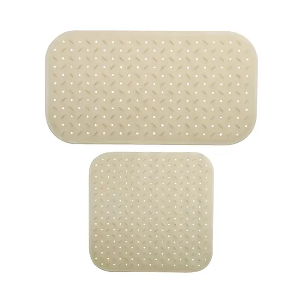 Msv Douche/bad Anti-slip Matten Set Badkamer - Rubber - 2x Stuks - Beige - 2 Formaten thumbnail