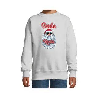 Bellatio Decorations Kersttrui/sweater Voor Kinderen - Kerstman - Santa Rocks - Grijs - Kerstdiner 152/164