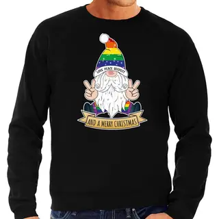 Bellatio Decorations Foute Kersttrui/sweater Heren - Pride Gnoom - Zwart - Lhbti/Lgbtq Kabouter M