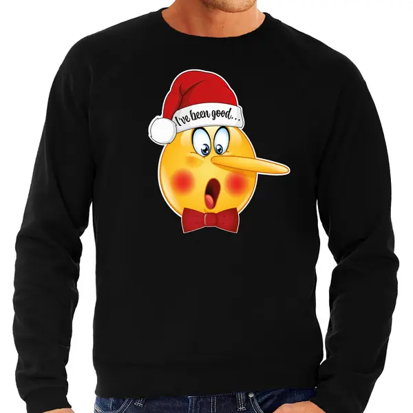 Bellatio Decorations Foute Kersttrui/sweater Heren - Leugenaar - Zwart - Braaf/stout L thumbnail