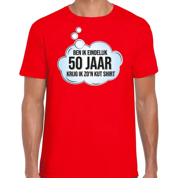 Bellatio Decorations Verjaardag Cadeau T-shirt Heren - 50 Jaar/Abraham - Rood - Kut Shirt M thumbnail