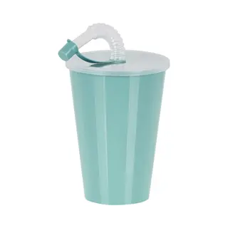 Juypal Hogar Juypal Drinkbeker Met Deksel En Rietje - Licht Groen - Kunststof - 450 Ml - 12 X 9 Cm