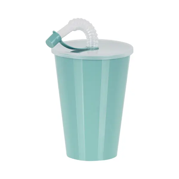 Juypal Hogar Juypal Drinkbeker Met Deksel En Rietje - Licht Groen - Kunststof - 450 Ml - 12 X 9 Cm thumbnail