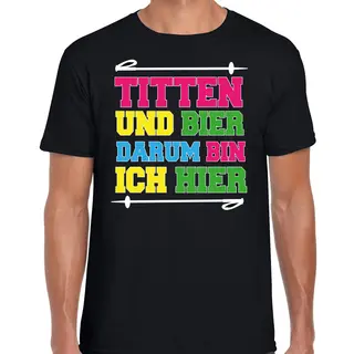 Bellatio Decorations Apres Ski T-shirt Heren - Titten Und Bier - Zwart - Apres Ski/winter L