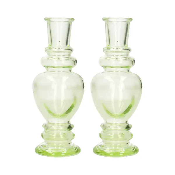 Ideas 4 Seasons Kaarsen Kandelaar Venice - 2x - Gekleurd Glas - Helder Lichtgroen - D5, 7 X H15 Cm thumbnail