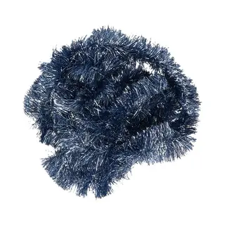 Decoris Kerstslinger - Donkerblauw - Glans - Folie/lametta - 270 X 7 Cm - Kerstversiering