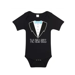 Bellatio Decorations Baby Rompertje - Smoking/pak - Zwart - Blauw Strik - Cadeau Romper - Kraamcadeau 92