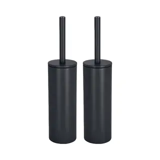 Spirella Luxe Toiletborstel In Houder Cannes - 2x - Zwart - Metaal - 40 X 9 Cm - Met Binnenbak