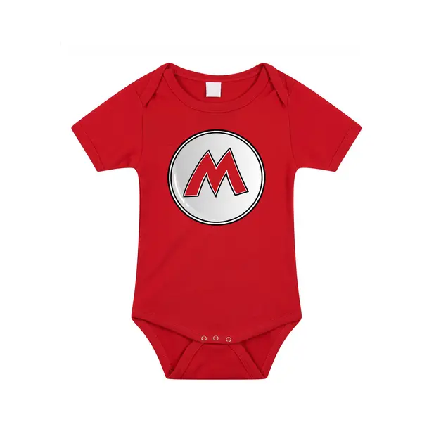 Bellatio Decorations Baby Rompertje - Loodgieter Mario - Rood - Kraam Cadeau - Babyshower - Romper 56 thumbnail