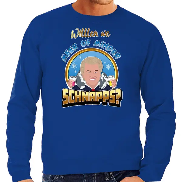 Bellatio Decorations Apres Ski Sweater Heren - Meer Of Minder Schnaps - Blauw - Wintersport -Wilders S thumbnail