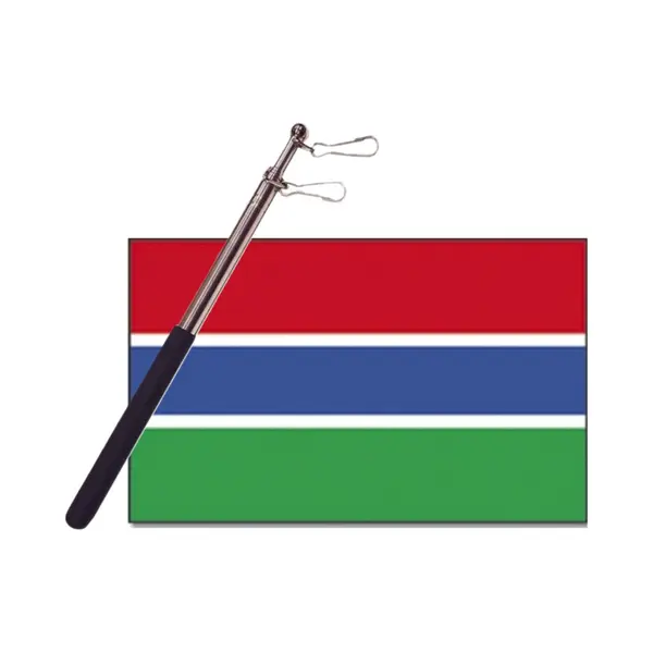 Landen Vlag Gambia - 90 X 150 Cm - Met Compacte Draagbare Telescoop Vlaggenstok - Zwaaivlaggen thumbnail