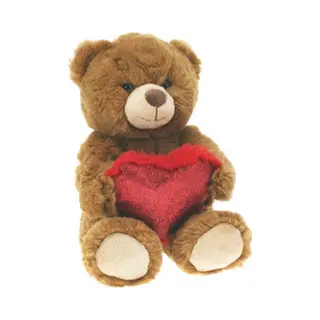 Free & Easy Pluche Knuffelbeer/teddybeer Met Hartje - Donker Bruin - 26 Cm