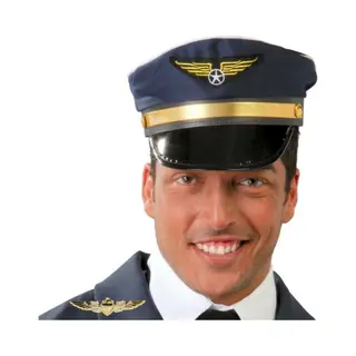 Piloten Verkleed Set - Wings Broche Speldje - Pilotenpet - Blauw - Heren/dames - Carnaval - Luchtvaart/vliegeniers