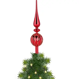 Christmas goods Inge Christmas Goodz Kerstboom Piek Gedecoreerd - Rood - Glas - 31 Cm