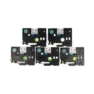 Dappaz - 5 Stuks Compatible Brother Tze-231 Qze-231 Label Tape - Zwart Op Wit - 12mm X 8m - Geschikt Voor Brother P-touch