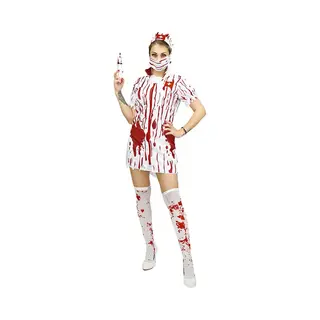 Partytrader Jurk - Verpleegster - Zuster - Halloween Kostuum - Bloed - Carnavalskleding - Carnaval Kostuum Dames - One Size