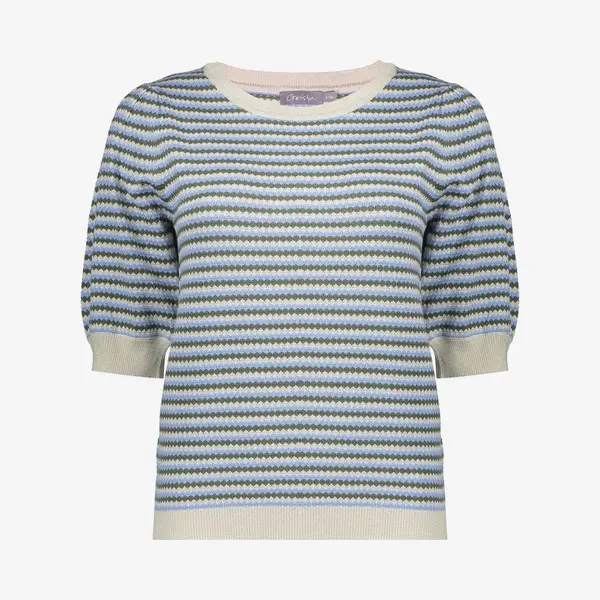 Geisha Trui Gebreide Top Met Strepen En Lurex 64066 14 Kit Lurex/olive/blue Dames Maat - Xl thumbnail