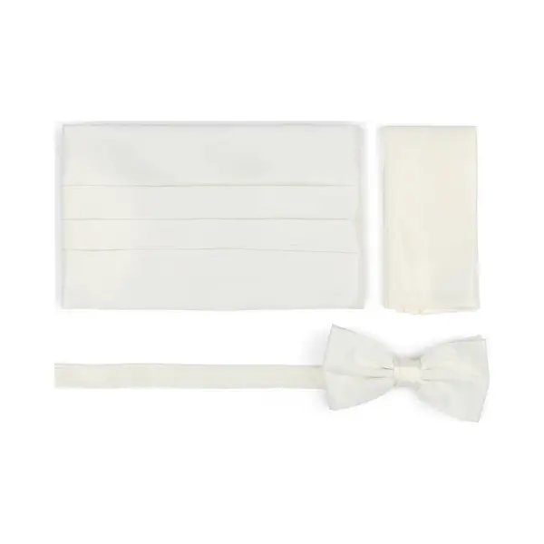 Suitable Cumberband Strik Pochet Set Off White - Onze Size - Verstelbaar - Heren - Geschikt Voor Gala Smoking - Cadeauset 3-delig thumbnail