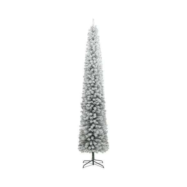 VidaXL Weihnachtsbaum Schlank, Christbaum Mit Metallständer, Weihnachtsdekoration Mit Weißem Kunstschnee Bedeckt, Tannenbaum Weihnachtsdeko Outdoor thumbnail