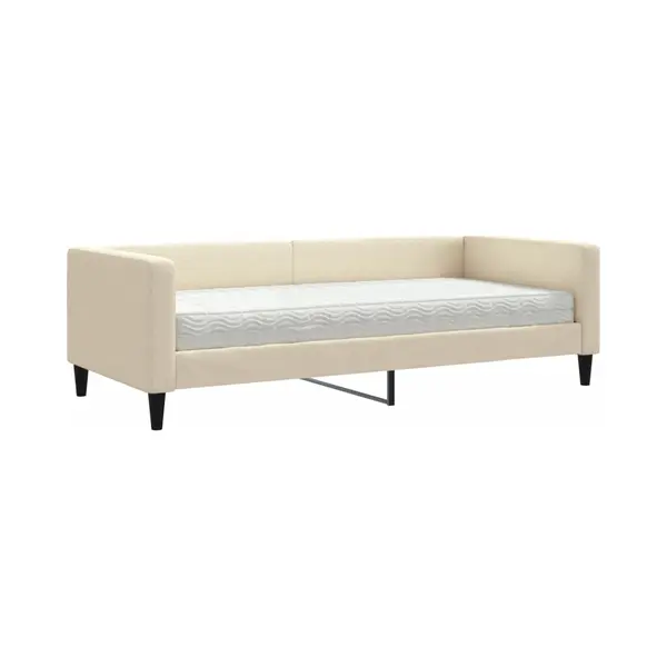 VidaXL Tagesbett Mit Matratze Creme 90x200 Cm Stoff thumbnail