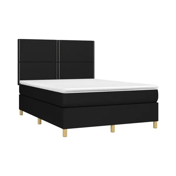 VidaXL Boxspringbett Mit Matratze Schwarz 140x190 Cm Stoff thumbnail