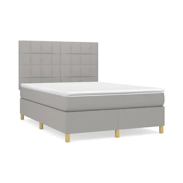 VidaXL Boxspringbett Mit Matratze Hellgrau 140x190 Cm Stoff thumbnail