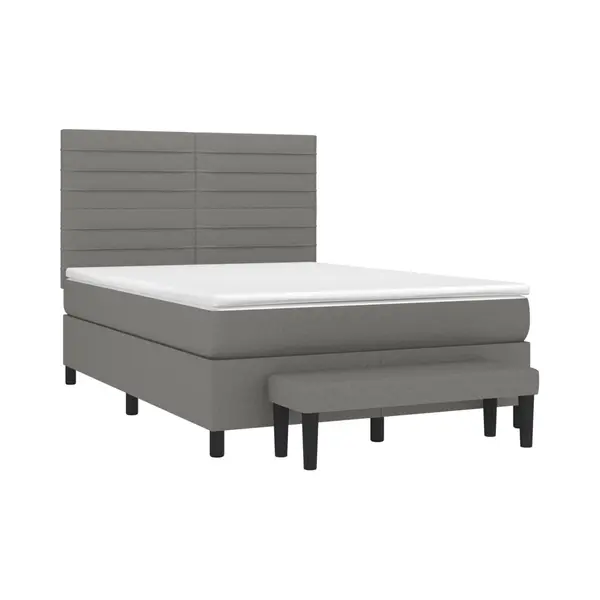 VidaXL Boxspringbett Mit Matratze Dunkelgrau 140x190 Cm Stoff thumbnail