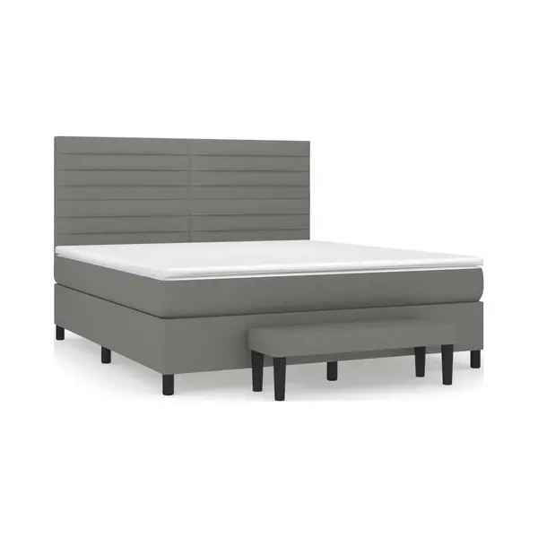 VidaXL Boxspringbett Mit Matratze Dunkelgrau 180x200 Cm Stoff thumbnail