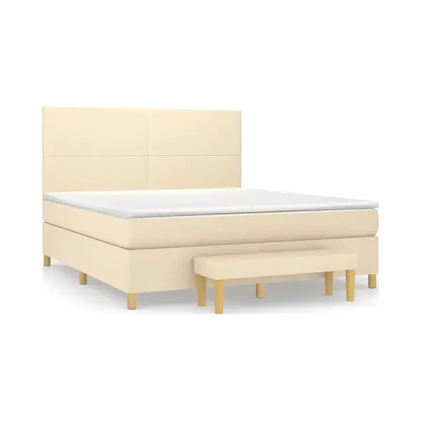 VidaXL Boxspringbett Mit Matratze Creme 180x200 Cm Stoff thumbnail