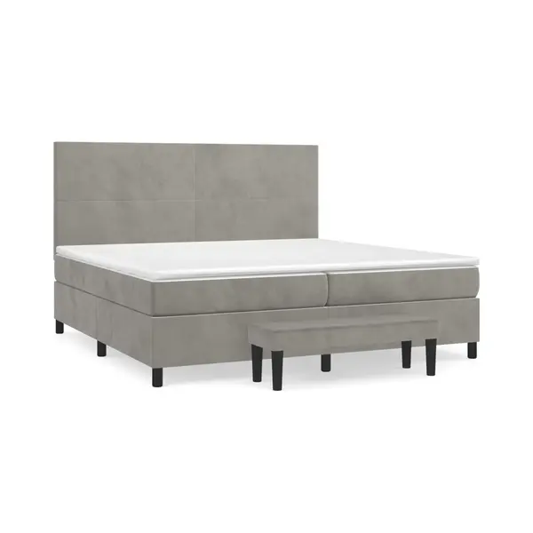 Vidaxl - Boxspringbett Mit Matratze Hellgrau 200x200 Cm Samt thumbnail