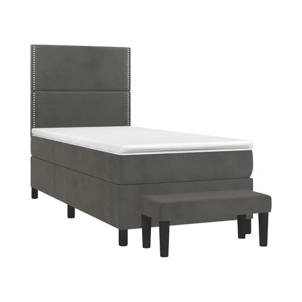 Boxspringbett Mit Matratze Dunkelgrau 90x200 Cm Samt Vidaxl thumbnail
