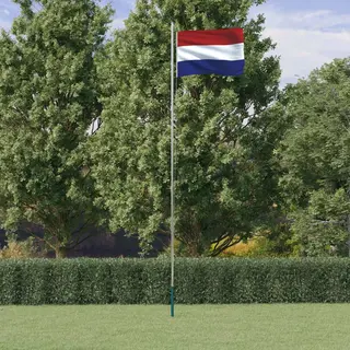 VidaXL - Vlag - Met - Vlaggenmast - Nederland - 6, 08 - M - Aluminium