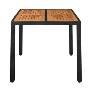 Gartentisch Mit Holzplatte Schwarz 90x90x75 Cm Poly Rattan - Vidaxl
