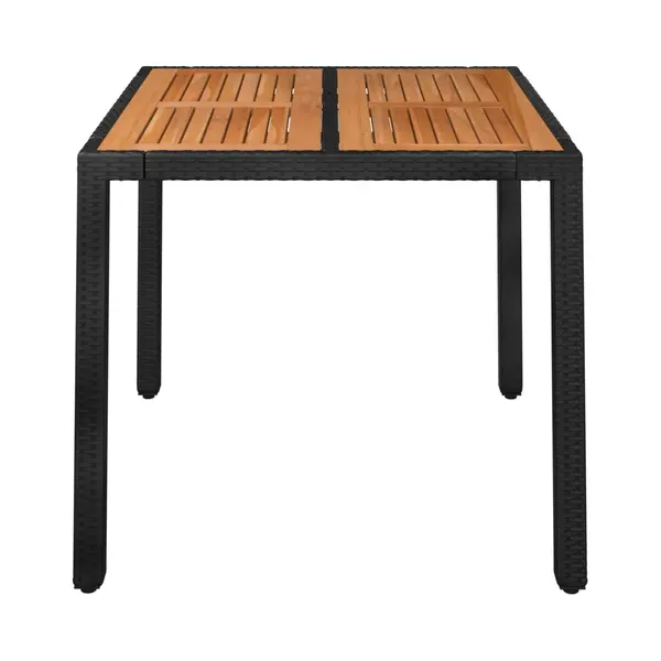 Gartentisch Mit Holzplatte Schwarz 90x90x75 Cm Poly Rattan - Vidaxl thumbnail