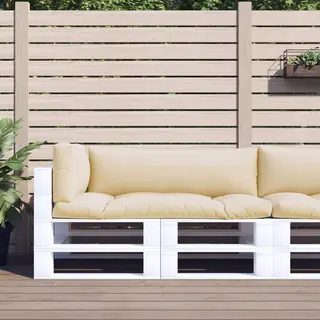 Palettenkissen 3-tlg. Beige Stoff Vidaxl