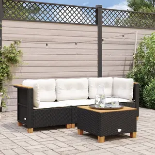 3-sitzer-gartensofa Mit Kissen Schwarz Poly Rattan Vidaxl