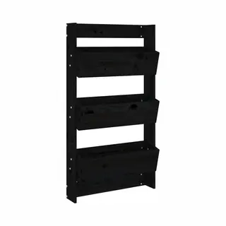 Wand-pflanzkübel 3 Fächer 60x18, 5x110 Cm Schwarz Kiefernholz Vidaxl