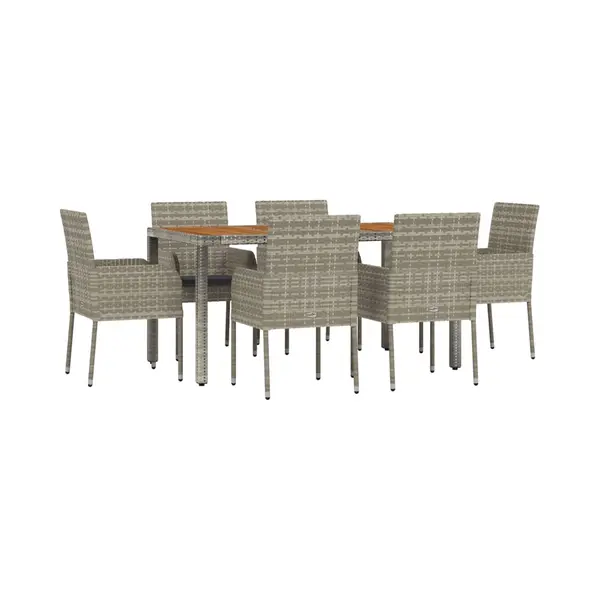 VidaXL 7-tlg. Garten-Essgruppe Mit Kissen Grau Poly Rattan thumbnail