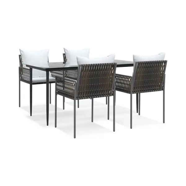 VidaXL - 5-delige - Tuinset - Met - Kussens - Poly - Rattan - En - Staal thumbnail