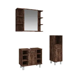 3-tlg. Badmöbel-set Räuchereiche Holzwerkstoff Vidaxl