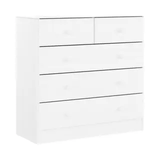 VidaXL Solid Pine Wood Chest Of Drawers - Alta Range White Cabinet With 5 Drawers In Varying Sizes - Easy Maintenance And Assembly, With Elegant