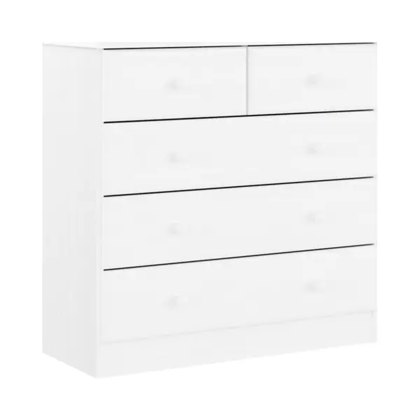 VidaXL Solid Pine Wood Chest Of Drawers - Alta Range White Cabinet With 5 Drawers In Varying Sizes - Easy Maintenance And Assembly, With Elegant thumbnail