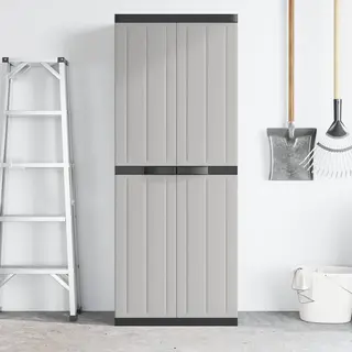 Gartenschrank Grau Und Schwarz 65x37x165 Cm Pp - Vidaxl