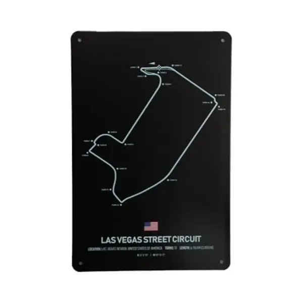 Cave & Garden Wandbord – Las Vegas Street Circuit - Metalen Wandbord - Wandborden – Formule 1 - Metalen Bord - Mancave - Mancave Decoratie - Tekst Bord - Retro thumbnail