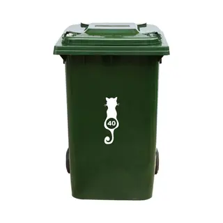 Mc Living Kliko Sticker / Vuilnisbak Sticker - Kat - Nummer 40 - 23x8 - Wit