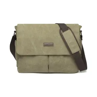 Bagwise® - Schoudertas - Messenger Bag - Canvas - Vintage -met Schouderpad -35x30x15cm- 1305 Groen